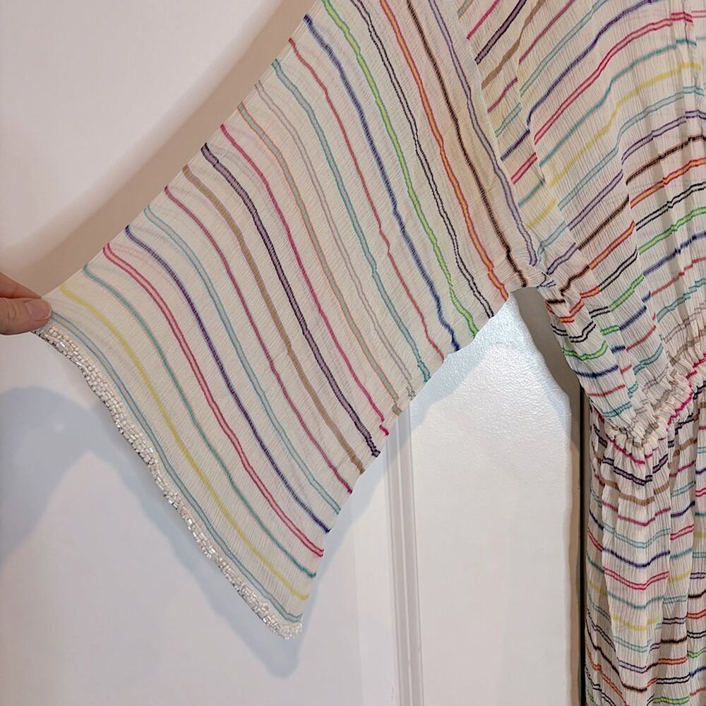 Calypso St. Barth White Multi Color Stripe Silk T… - image 3